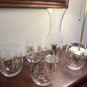 Pineapple carafe and wine/juice glasses